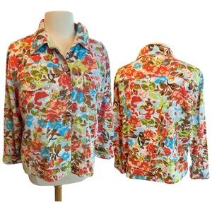 Jane Ashley Women's Floral button-up Shacket/Jacket Lightweight Size 1X